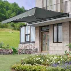 Juskys Markise 350 X 300 Cm - Beschattung Terrasse & Balkon - Gelenkarmmarkise Mit Kurbel & Halterung - Sonnenschutz Balkonmarkise Gelenkmarkise Grau -Stil Beet Verkaufsgeschäft 943a2713e6158db81f64f4552a7a9aca