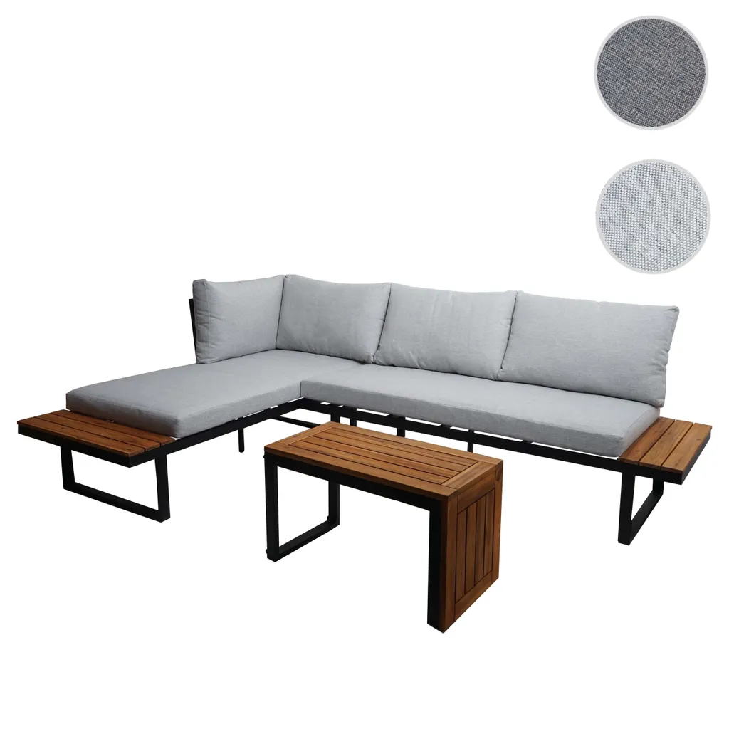 Garten Garnitur HWC-L27, Garnitur Sitzgruppe Lounge-Set Sofa, Spun Poly Alu Akazie Holz Hellgrau 8 Garten Garnitur HWC-L27, Garnitur Sitzgruppe Lounge-Set Sofa, Spun Poly Alu Akazie Holz Hellgrau - Image 8