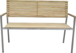 Garden Pleasure Bank DENVER 2-Sitzer Edelstahl 304 Gebürstet / Teak100% 304770 -Stil Beet Verkaufsgeschäft 9510de4ed86694db1a736390b5d293ce