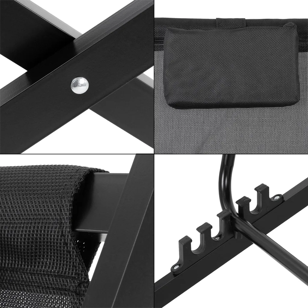 Ambiance Gartenliege Sonnenliege Liegestuhl Klappbar SCHWARZ Aus Metall 101x61x91 Cm 4 Ambiance Gartenliege Sonnenliege Liegestuhl Klappbar SCHWARZ Aus Metall 101x61x91 Cm - Image 4