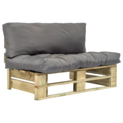 VidaXL Garten-Palettensofa Mit Grauen Kissen Kiefernholz
