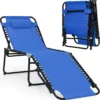 COSTWAY Klappbare Sonnenliege, Gartenliege 5 Stufen Verstellbar, Campingliege Klappbett, Liege Bett Bis 120 Kg Belastbar, Reiseliege Für Pool, Strand (Marineblau)