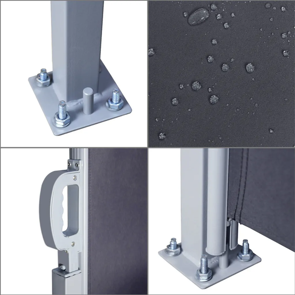 EINFEBEN Doppel Seitenmarkise Markisen Ausziehbar 180x600cm Alu Sichtschutz Windschutz Sonnenschutz Seitenrollo Grau 5 EINFEBEN Doppel Seitenmarkise Markisen Ausziehbar 180x600cm Alu Sichtschutz Windschutz Sonnenschutz Seitenrollo Grau – Bild 5
