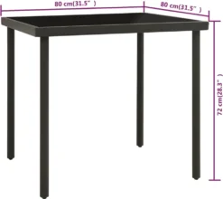VidaXL Garten-Esstisch Anthrazit 80x80x72 Cm Glas Und Stahl -Stil Beet Verkaufsgeschäft 996503a1fc3e84b8b7606df33d9f762a