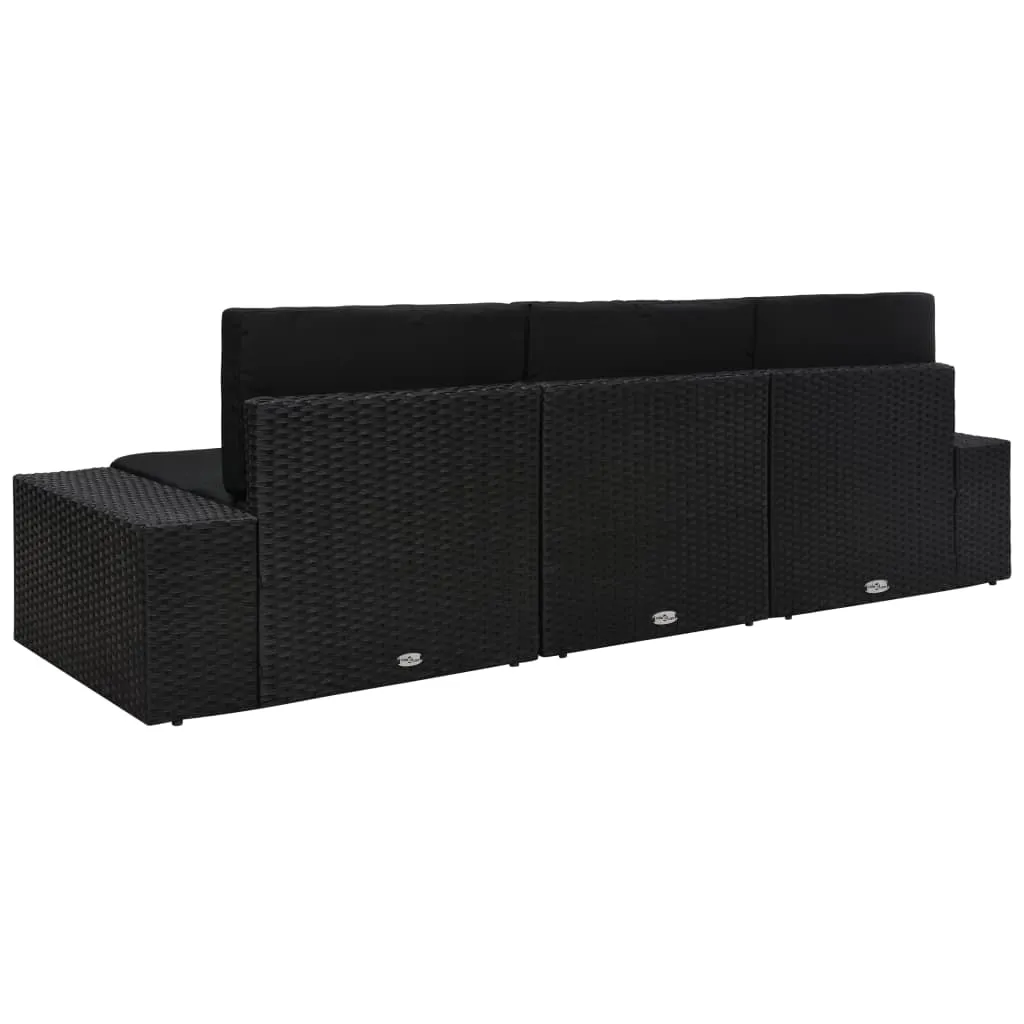 VidaXL Modulares 3-Sitzer-Sofa Poly Rattan Schwarz 4 VidaXL Modulares 3-Sitzer-Sofa Poly Rattan Schwarz - Image 4