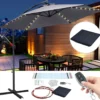 Lospitch 3.5m Sonnenschirm Gartenschirm Ampelschirm Mit Ständer UV40+ LED Solar Sonnenschutz,Grau,3.5m