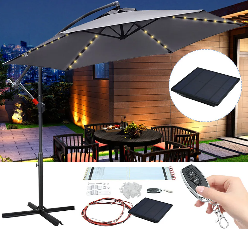 Lospitch 3.5m Sonnenschirm Gartenschirm Ampelschirm Mit Ständer UV40+ LED Solar Sonnenschutz,Grau,3.5m 1 Lospitch 3.5m Sonnenschirm Gartenschirm Ampelschirm Mit Ständer UV40+ LED Solar Sonnenschutz,Grau,3.5m