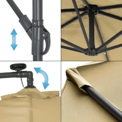 ECD Germany Ampelschirm Mit Kurbel Und Ständer Inkl. LED-Solar - Ø 300 Cm - Braun - Wasserabweisend, Sonnenschutz UV50+, Neigbar, Gartenschirm Terrassenschirm Marktschirm Kurbelschirm Schirm -Stil Beet Verkaufsgeschäft 9be836ec6f37eb2bf564f9b12d14c97d