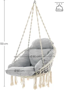 SONGMICS Hängesessel Hängestuhl Hängeschaukel Hängekorbmit Einem Dicken Kissen Bis 120 Kg Belastbar Für Garten Balkon Wohnzimmer Terrasse Skandinavischer Stil Modern Beige-grau 15 SONGMICS Hängesessel Hängestuhl Hängeschaukel Hängekorbmit Einem Dicken Kissen Bis 120 Kg Belastbar Für Garten Balkon Wohnzimmer Terrasse Skandinavischer Stil Modern Beige-grau -Stil Beet Verkaufsgeschäft 9c75091788317eb614c1ef25fa0ec753