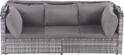 Merax Gartenmöbelset Polyrattan Mit Sonnendach Und Kissen Für 5 Personen, Loungeset Balkonmöbel Set Mit 3-Sitzer Sofa Inkl. Dach, 2x Einzelsessel, 1x Ottoman, 1x Tisch, 194 X 128 X 157 Cm -Stil Beet Verkaufsgeschäft 9d0d60fdad0ad3b196112971330dabf0