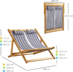 Outsunny Sonnenliege Doppelliege Aus Holz Gartenliege Zweisitzer 3-stufig Verstellbare Rückenlehne Klappbar Loungemöbel Strand Pool Bunt 108 X 105 X 85 Cm -Stil Beet Verkaufsgeschäft 9dc621e2c990dd7f4958507727898009