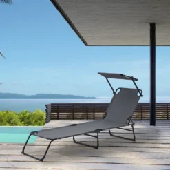 [casa.pro] Sonnenliege [2er Set] Klappbar 190cm Dunkelgrau Mit Dach Relaxliege Stahl -Stil Beet Verkaufsgeschäft 9e21b0886bbd4eccd0679e603f31cd75