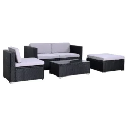 SVITA California Poly Rattan Lounge Schwarz Gartenmöbel 7 SVITA California Poly Rattan Lounge Schwarz Gartenmöbel -Stil Beet Verkaufsgeschäft 9f8852ac5436d7125646d11ea08f7027