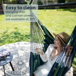 VITA5 Hängesessel Outdoor - Stabiler & Sicherer Hängestuhl - Stylischer Hängesessel Indoor - Schaukel Für Erwachsene & Kinder - Bequeme Boho Raumdeko - 250kg Tragkraft (Grün/Blau) -Stil Beet Verkaufsgeschäft a25b768dc05a9f86afa8ab6bdb645508