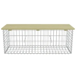 VidaXL Gabionen-Bank 120 Cm Verzinkter Stahl Und Kiefernholz -Stil Beet Verkaufsgeschäft a3015ee8645c211001a9277b126ea9b8