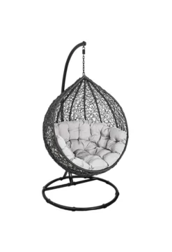 Korb Hängesessel Mit Gestell + Kissen Hängestuhl Lounge Hängekorb Schaukel Sessel