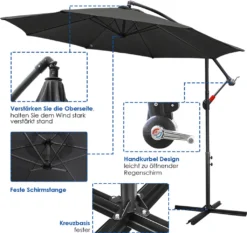 Lospitch 3.5m Sonnenschirm Ampelschirm Gartenschirm Terrassen UV40+ Marktschirm,Grau,3.5m 9 Lospitch 3.5m Sonnenschirm Ampelschirm Gartenschirm Terrassen UV40+ Marktschirm,Grau,3.5m -Stil Beet Verkaufsgeschäft a4df62ca94239236c632ce9bde5d56a4 1