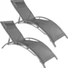 Tectake 2 Gartenliegen Aus Aluminium, 5-stufig - Grau