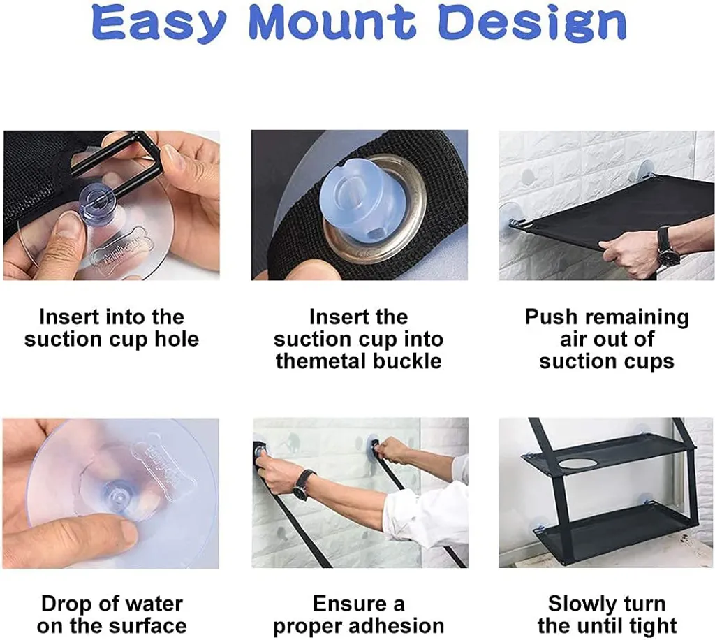 Katzen-Fenstersitz, Katzen-Hängematte, Fenstersitz, Doppelt Für Große Katzen, Platzsparend, Fenstermontage, Langlebig, Sicherheitskatzen-Sitzstange Mit 6 Saugnäpfen, Geeignet Für Große Und Kleine Katzen,Schwarz,doppellagig 3 Katzen-Fenstersitz, Katzen-Hängematte, Fenstersitz, Doppelt Für Große Katzen, Platzsparend, Fenstermontage, Langlebig, Sicherheitskatzen-Sitzstange Mit 6 Saugnäpfen, Geeignet Für Große Und Kleine Katzen,Schwarz,doppellagig - Image 3