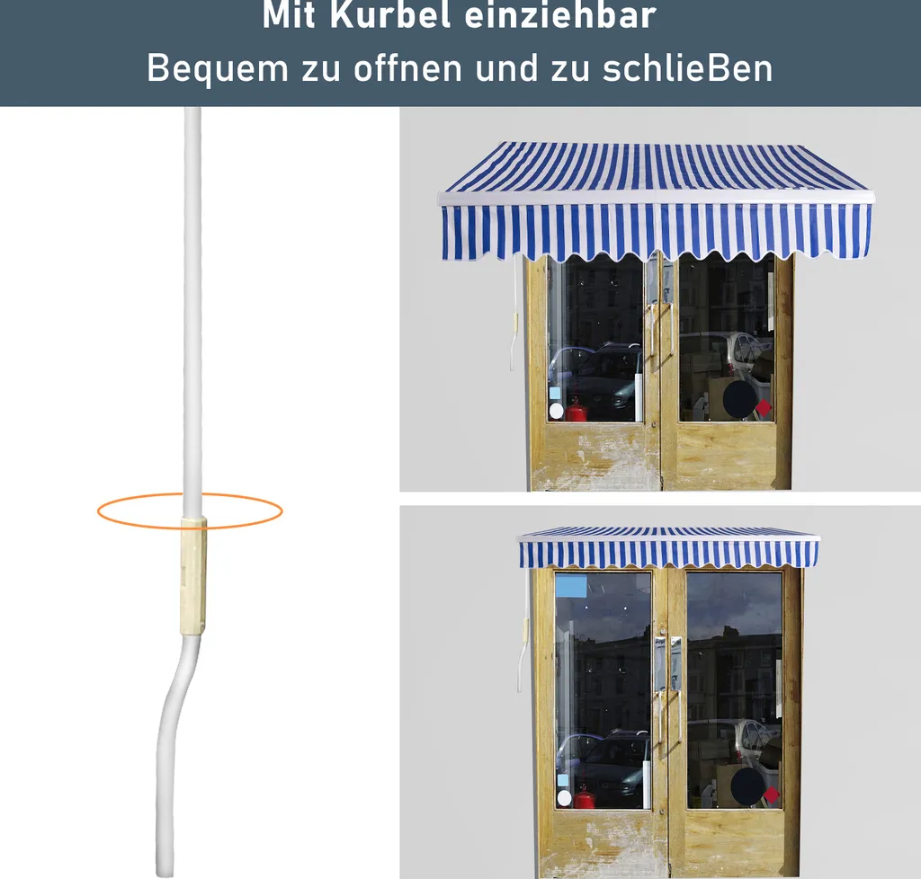 EINFEBEN Gelenkarmmarkise Markisen Sonnenmarkise Mit Handkurbel, Sonnenschutz Markise, Balkonmarkise,Anti-UV & Wasserfest Mit Einstellbarem Winkel, 2,5 X 2 M 3 EINFEBEN Gelenkarmmarkise Markisen Sonnenmarkise Mit Handkurbel, Sonnenschutz Markise, Balkonmarkise,Anti-UV & Wasserfest Mit Einstellbarem Winkel, 2,5 X 2 M - Image 3