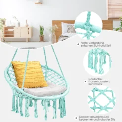 COSTWAY Hängesessel Hängestuhl Zum Aufhängen, Hängesitz Belastbar Bis 150 Kg Hängeschaukel 80x60x125cm (Grün) -Stil Beet Verkaufsgeschäft a65e5ac14a8eccd876f86e9764fb3e0e
