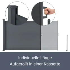 Juskys Seitenmarkise Dubai 500 X 200 Cm Ausziehbar Blickdicht, Sichtschutz Windschutz Für Balkon & Terrasse, Seitenrollo Wandhalterung - Anthrazit -Stil Beet Verkaufsgeschäft a719f30e552f2a91dff31c744e4d9a12
