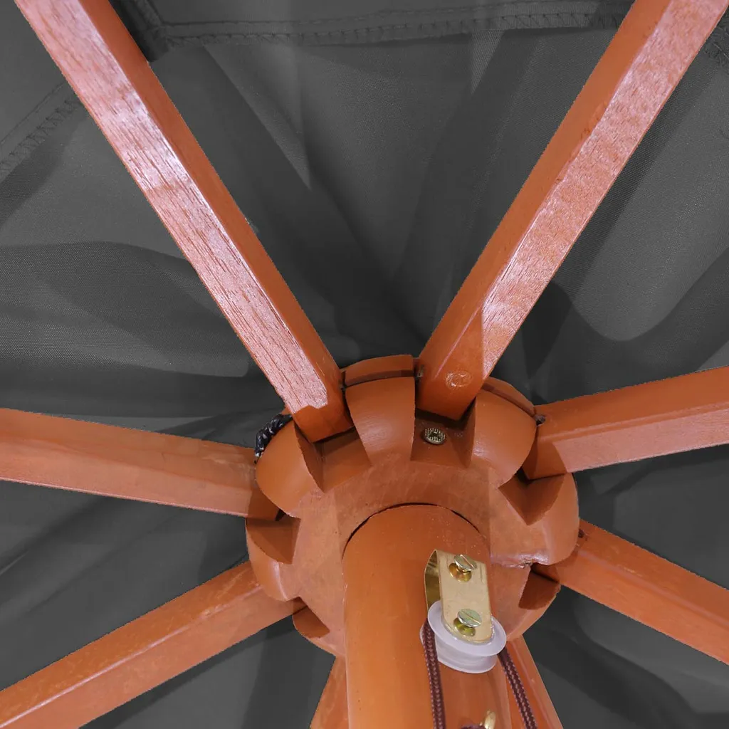 Sonnenschirm Florida, Gartenschirm Marktschirm, Ø 3,5m Polyester/Holz 7kg Anthrazit 4 Sonnenschirm Florida, Gartenschirm Marktschirm, Ø 3,5m Polyester/Holz 7kg Anthrazit - Image 4