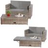 Mucola Lounge Gartenmöbel Sofa Bank Tisch Klappbar Rattan Gartenset Sitzmöbel Grau NEU