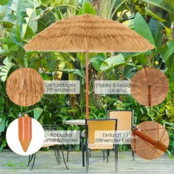 COSTWAY 200cm Sonnenschirm Reisstroh Strandschirm Neigbar Alu Gartenschirm Terrassenschirm Für Garten Strand & Outdoor 9 COSTWAY 200cm Sonnenschirm Reisstroh Strandschirm Neigbar Alu Gartenschirm Terrassenschirm Für Garten Strand & Outdoor -Stil Beet Verkaufsgeschäft a8268fa2ccbee6d7ccb33000f10af03e