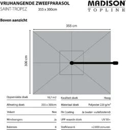Madison Sonnenschirm St-Tropez 355 X 300 Cm Grau -Stil Beet Verkaufsgeschäft a8b2dba94def2559e913f0bf47130749