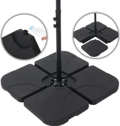 Mucola Schirmständer 60 L / 80 Kg 4er Set Ampelschirmständer Outdoor Schirmgewicht Bodenkreuz Sonnenschirmständer Schirmhalter Schirmfuß Wasser Sand Gefüllt Garten