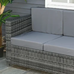 Outsunny Poly-Rattan Sofa Mit Kissen 3-Sitzer Garten Loungesofa Metall Polyester Grau 185 X 70 X 80 Cm -Stil Beet Verkaufsgeschäft aa22097098cb79a5b716d27f1f8946fc