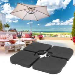 ECD Germany 4er Set Sonnenschirmständer, Bodenkreuz Schirmgewicht Für Ampelschirmständer Marktschirmständer Kurbelschirmständer, Beschwerungsplatten Mit 60L Wasser / 80kg Sand Befüllbar -Stil Beet Verkaufsgeschäft aa50b730a3ce14756c950865528cdc22
