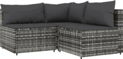 VidaXL 4-tlg. Garten-Lounge-Set Mit Kissen Grau Poly Rattan -Stil Beet Verkaufsgeschäft aac67bb815e9cbb3c34e721671e1346e