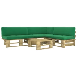 VidaXL 4-tlg. Paletten-Lounge-Set Mit Kissen Grün Kiefer Imprägniert