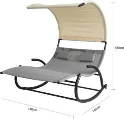 SoBuy OGS50-HG Schaukelliege Für 2 Personen Sonnenliege Mit Sonnendach Doppelliege Gartenbett Mit Rollen Relaxliege Belastbarkeit 300 Kg BHT Ca: 140x180x184cm -Stil Beet Verkaufsgeschäft abbf71895277178ea51f646677ac7620