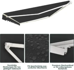 COSTWAY Markise Mit Kurbel Klemmmarkise Gelenkarmmarkise Sonnenmarkise Terrassenmarkise Sonnenschutz 250x200cm Grau -Stil Beet Verkaufsgeschäft ac048ba66b13b7111cc069faf858477a