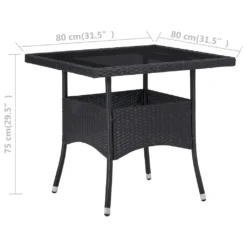 VidaXL Garten-Esstisch Schwarz Poly Rattan Und Glas -Stil Beet Verkaufsgeschäft ac6182429032bea152d2e1e8fa203326