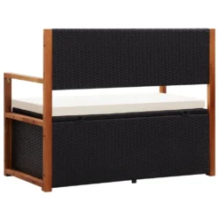 VidaXL Bank Mit Stauraum 115 Cm Poly Rattan Massivholz Akazie Schwarz -Stil Beet Verkaufsgeschäft acc3daf4cc706a883179464fed7adf86