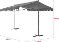 Pro-Tec Standmarkise Selenizza Freistehende Markise 400x300x260cm Gartenmarkise Sonnenschutz Terrassenüberdachung Outdoor Terrasse Garten Balkon Dunkelgrau -Stil Beet Verkaufsgeschäft ad4d4ce94853730cd0a96860a5e68d6b