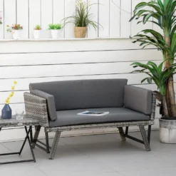 Outsunny Polyrattan Gartensofa 2 Sitzer Gartenmöbel Loungesofa Gartenbank Gartenliege Klappbar Armlehnen Stahl Grau 129 X 63 X 67 Cm -Stil Beet Verkaufsgeschäft adcd0be957057de8a0f051d4a86a09c7
