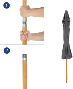 SONGMICS 200 × 125 Cm Holz-Sonnenschirm, Marktschirm, UV-Schutz UPF 50+, Gartenschirm, Terrassenschirm, Sonnenschutz, Ohne Ständer Grau GPU26GY -Stil Beet Verkaufsgeschäft ade1eb2a39f7b73a81c89f9d80f87590