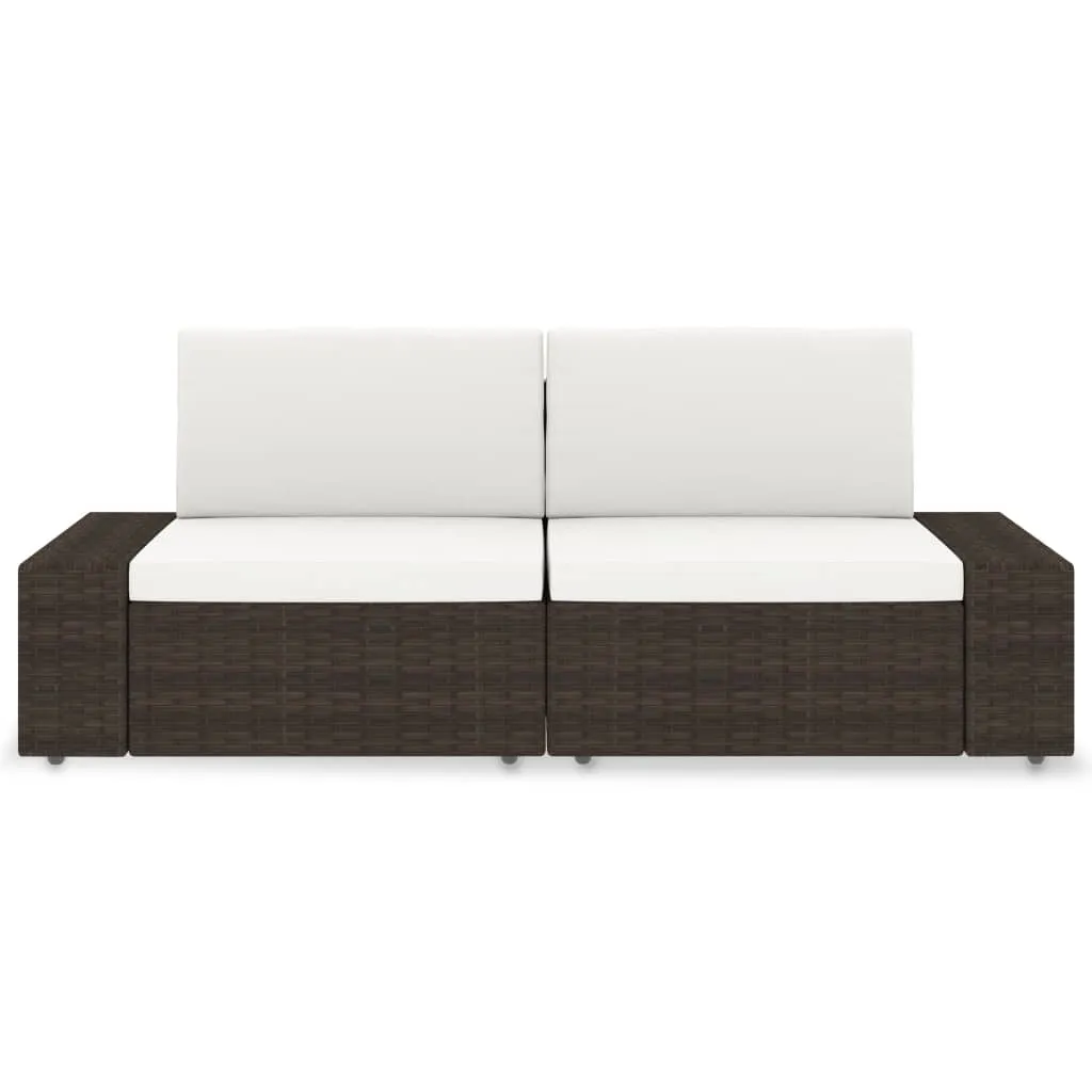 VidaXL Modulares 2-Sitzer-Sofa Poly Rattan Braun 2 VidaXL Modulares 2-Sitzer-Sofa Poly Rattan Braun - Image 2