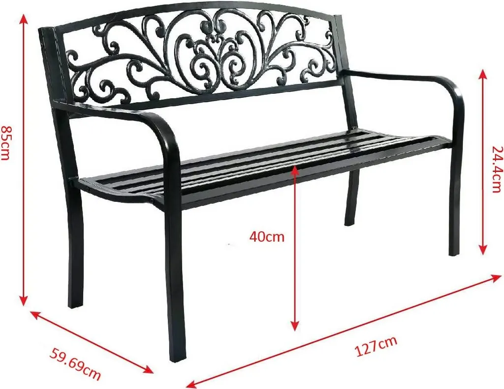 COSTWAY Gartenbank Stizbank Parkbank Bank Gartenmöbel Gusseisen Metall 127 X 60 X 85 Cm 4 COSTWAY Gartenbank Stizbank Parkbank Bank Gartenmöbel Gusseisen Metall 127 X 60 X 85 Cm - Image 4