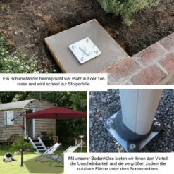 EINFEBEN Universal Bodenplatte Metall Sonnenschirmstaender Fuer Sonnenschirm Ampelschirm Kurbelschirm Bodentraeger Bodenanker Einfache Montage 16 X 16 Cm -Stil Beet Verkaufsgeschäft ae8bd00583a8f1941734f3c12f493f72