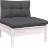 VidaXL Garten-Mittelsofa Mit Kissen Weiß Massivholz Kiefer
