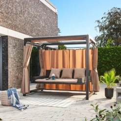 HOME DELUXE Pavillon Gartenliege PROVENCE - 236 X 180 X 210 Cm |Gartenliege Mit Sonnendach, Schwebeliege Mit Rattanbett, Doppelliege, Hollywoodschaukel -Stil Beet Verkaufsgeschäft afa2050eafa66bcb4031a0ade82e05bf