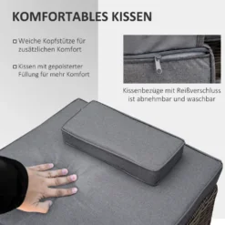 Outsunny Poly-Rattan Sonnenliege 3-tlg. Gartenliege Mit 6-Fach Verstellbarer Rückenlehne Beistelltisch Nackenkissen Gartenmöbel Aluminium Grau 60 X 195 X 91 Cm -Stil Beet Verkaufsgeschäft afaced7e5dbc9c56dc382f8318b1abc6