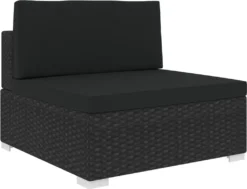 VidaXL Modular-Sofa-Mittelteil 1 Stk. + Auflagen Poly Rattan Schwarz -Stil Beet Verkaufsgeschäft b0ea64e76906a229eaf2623f17c0386a