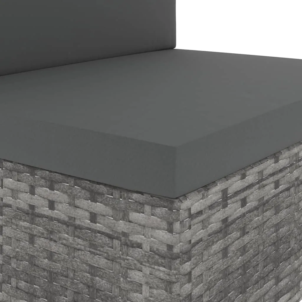 VidaXL Modulares 2-Sitzer-Sofa Poly Rattan Grau 2 VidaXL Modulares 2-Sitzer-Sofa Poly Rattan Grau - Image 2